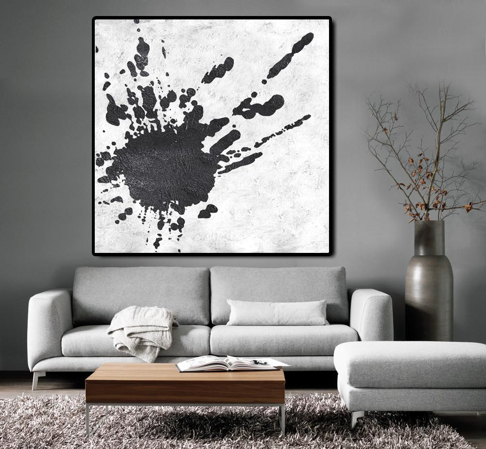 Minimal Black and White Painting #MN13A - Click Image to Close